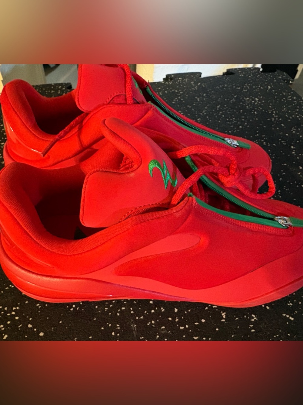Converse Red Sneakers with Green Accent